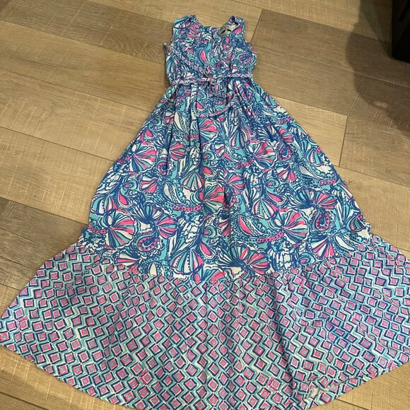 LILLY PULITZER GIRLS MEDIUM 7/8 LONG FLORAL MAXI DRESS TARGET - Picture 1 of 10